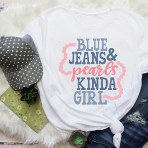 Jeans and Pearl Graphic Top Women’s Girls